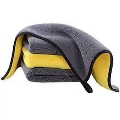 MICROFIBER CLOTH DOUBLE SIDE IMPORTED TOWEL - YELLOW AND GRAY 800GSM 1