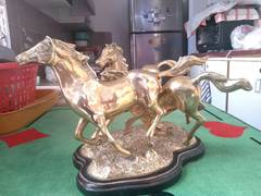 Vintage 3 Running Brass Horses