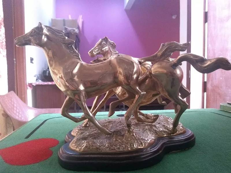 Vintage 3 Running Brass Horses 3