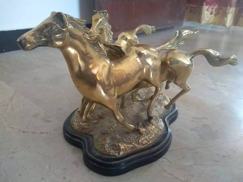 Vintage 3 Running Brass Horses 5