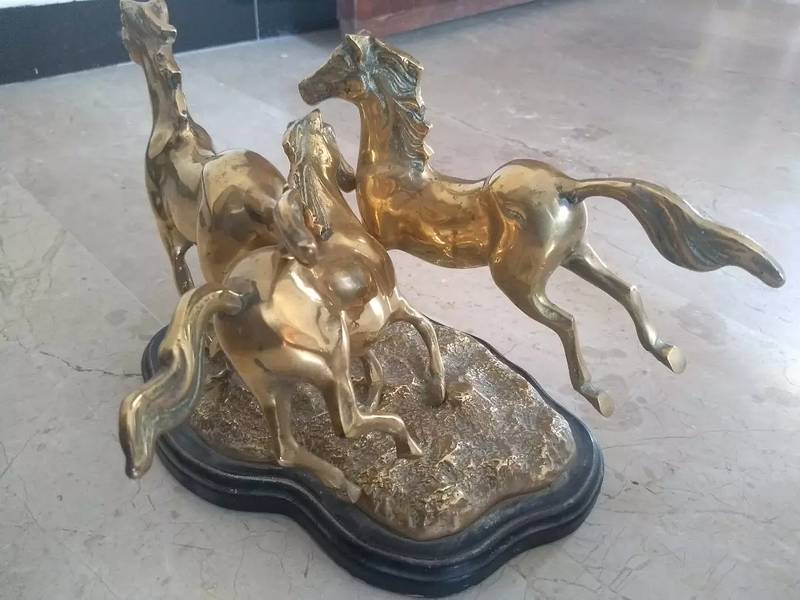 Vintage 3 Running Brass Horses 6