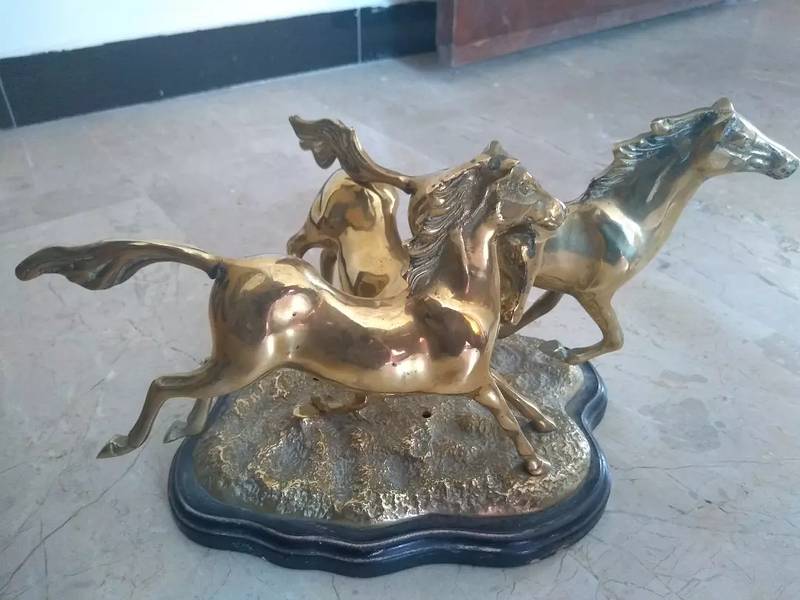 Vintage 3 Running Brass Horses 7