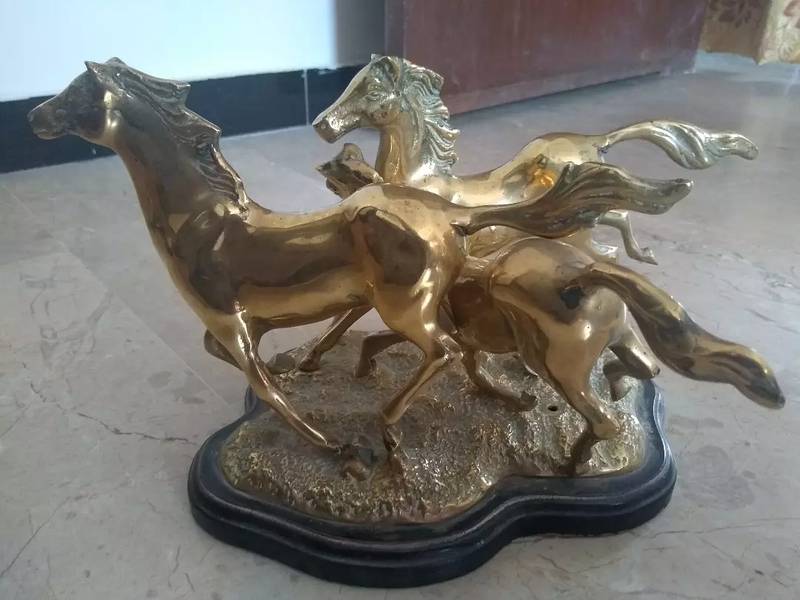 Vintage 3 Running Brass Horses 8