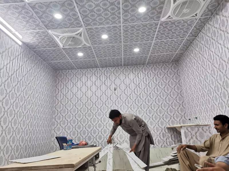 Pvc wall panel / false ceiling 2 x 2 / wooden flooring 1