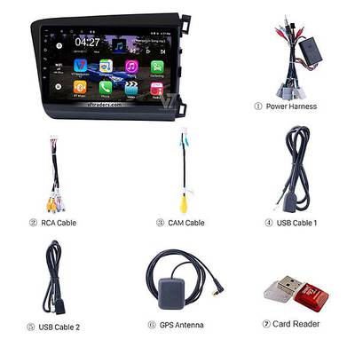 V7 Civic Rebirth 10" Android LCD LED Car Panel GPS navigation DVD 3