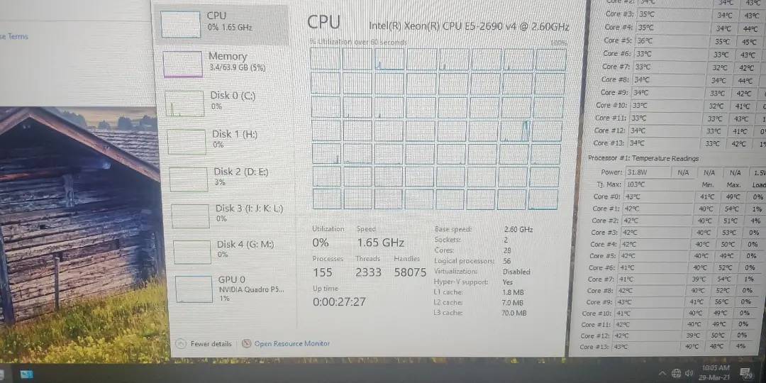 Hp Z840 workstation Dual Processor E5-2680 v4 (28 Cores and 56 Threads 10