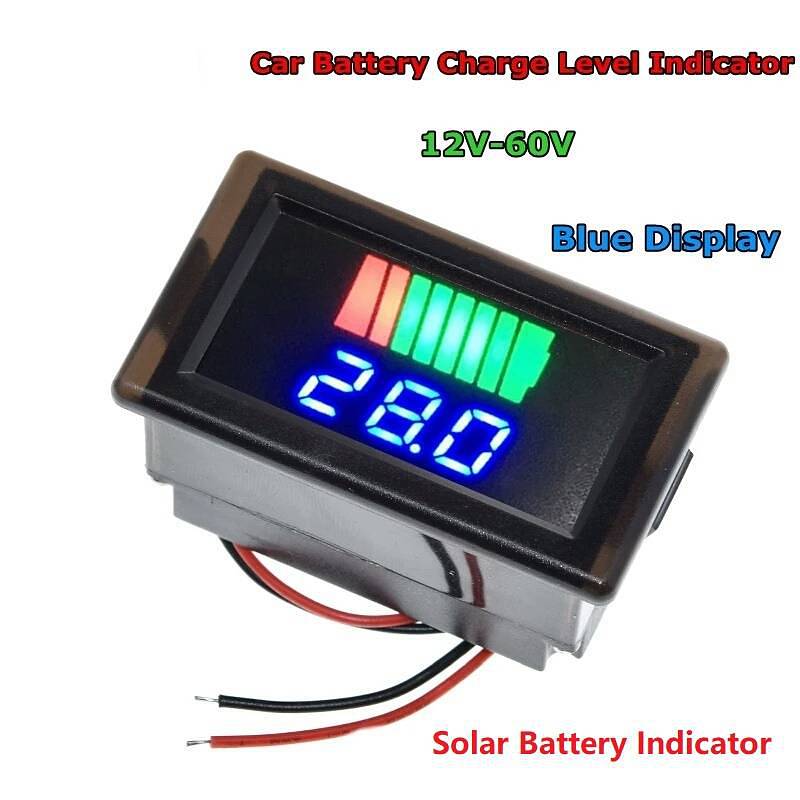 Car Battery Level Indicator Range 12-60V Percentage Voltmeter 0