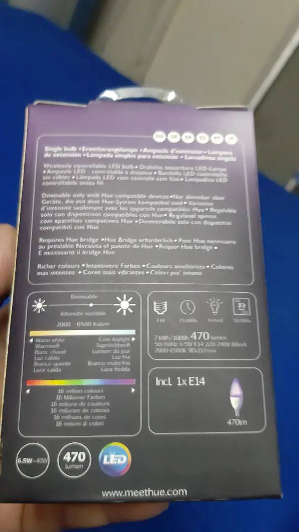 Philips hue E14 colour smart bulb 6.5watt 1
