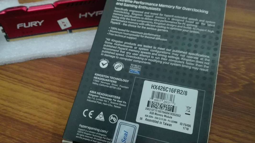 HyperX Fury 8GB DDR4 RAM 2666MHz CL16 2