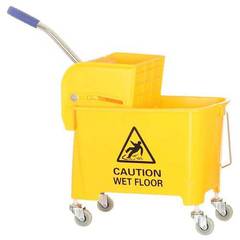 Plastic Caution Mop Bucket, Capacity: 20 Ltr, Size: Standerd