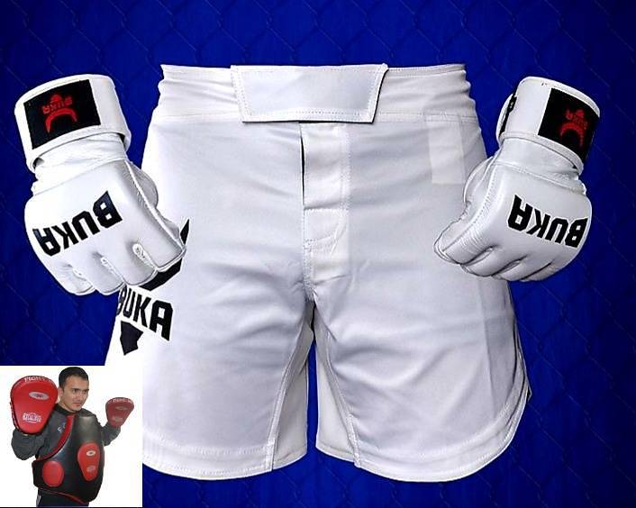 MMA gloves bag shin guard groin fighter sash gurad whinte elite oz ve 9