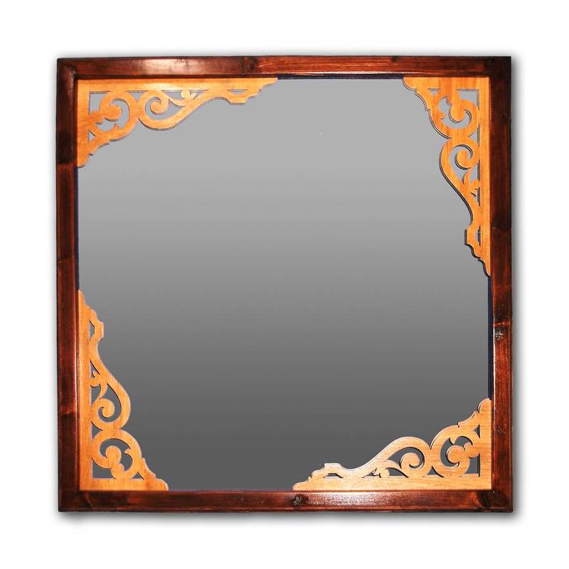 Mirror with Wooden Frame - Wall Hanging 0