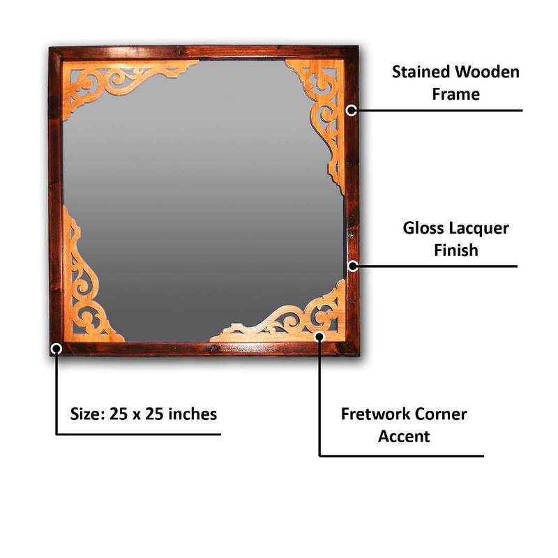 Mirror with Wooden Frame - Wall Hanging 2