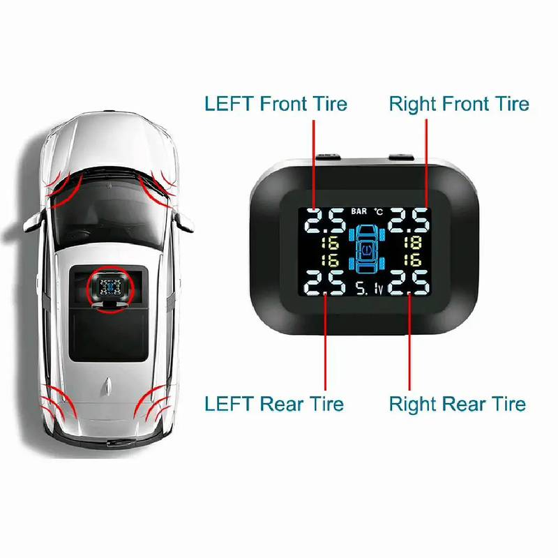USB TPMS Auto Security Tyre Alarm Systems LCD Display Mini C 1