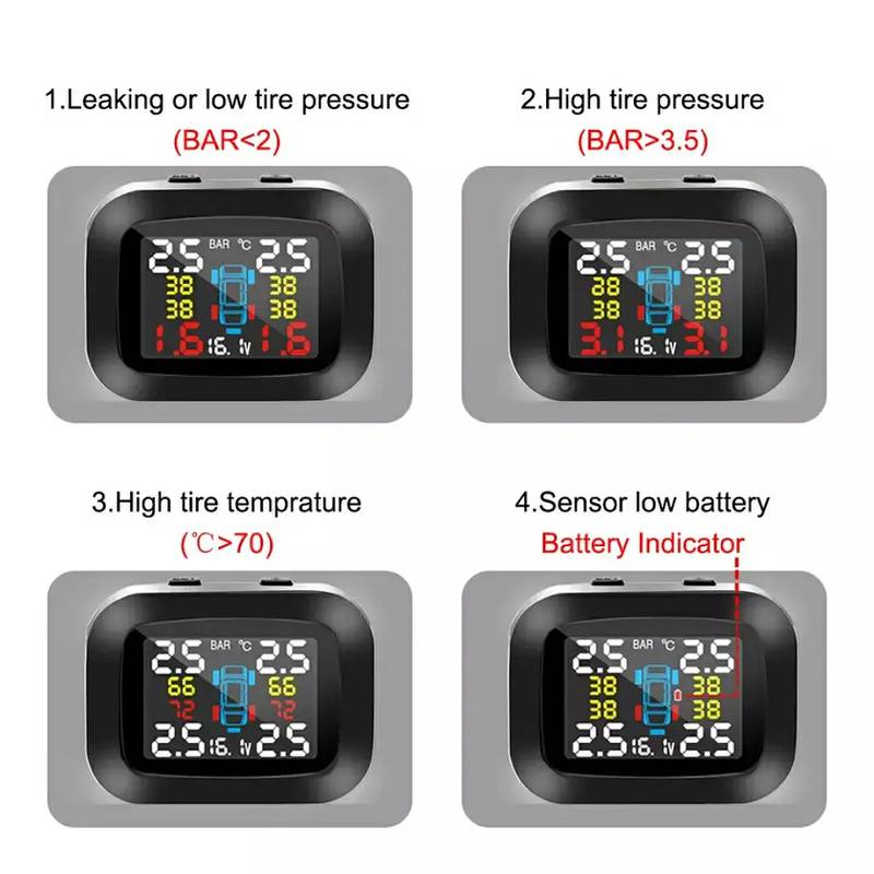 USB TPMS Auto Security Tyre Alarm Systems LCD Display Mini C 2