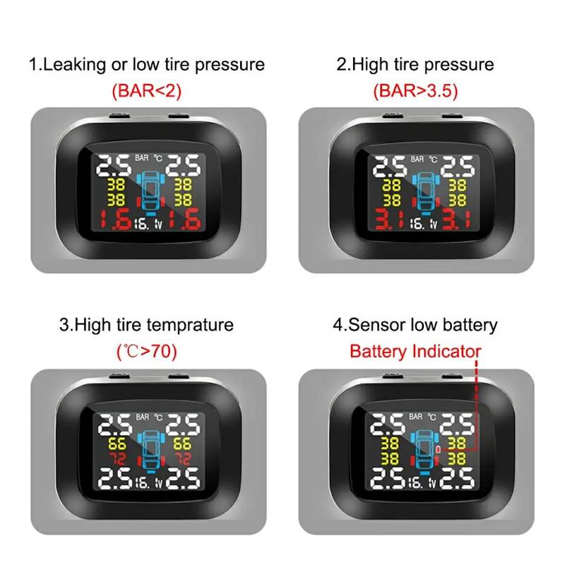 USB TPMS Auto Security Tyre Alarm Systems LCD Display Mini C 3