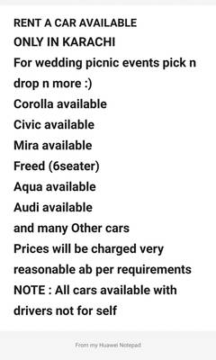 Rent a Car Toyota Corolla/Honda Civic/city/passo/aqua/mira/audi/freed