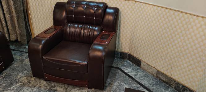 6 seater sofa set Dark Brown Lather or Dining Bed Dewaan Led Furniture 4