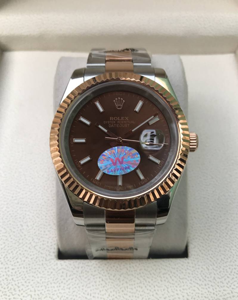 R0lex Oyster Perpetual Date-Just TwoTone Brown Dail Watch 1
