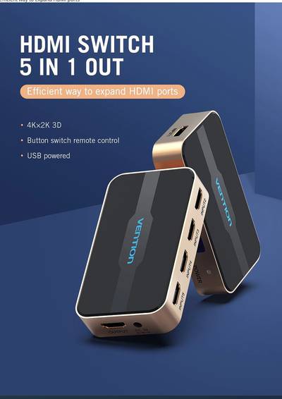 Vention HDMI Switch 5 in 1 out 4K/30Hz HDMI 5x1