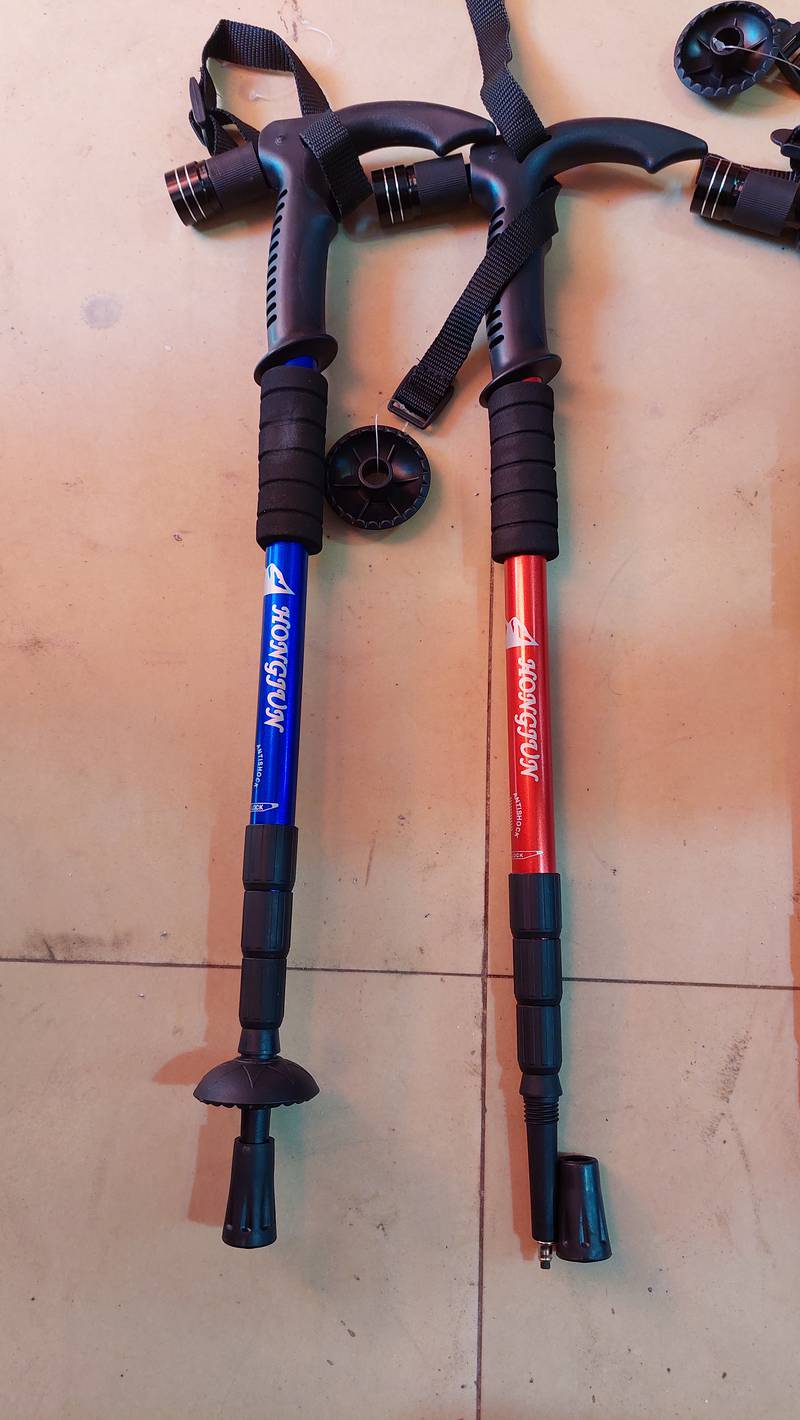Adjustable 9 LED Anti Shock Trekking Hiking Pole Vault Stick - 53 inch 4