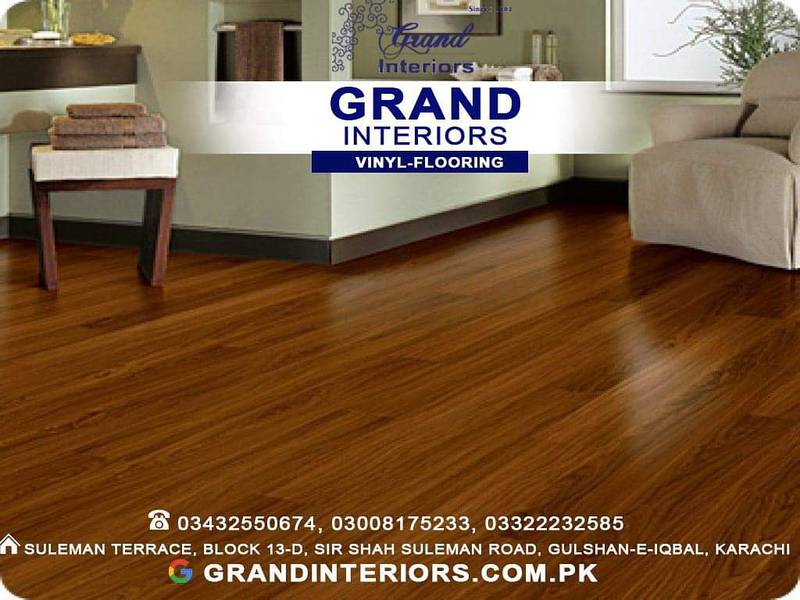 Vinyl flooring wood laminated artificial grass turf by Grand interiors 0