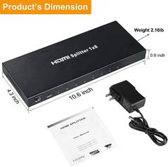 HDMI SPLITTER 1*8 ONE IN EIGHT OUT WITH CHARGER