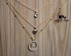 Triple layers golden Colour necklace and earrings