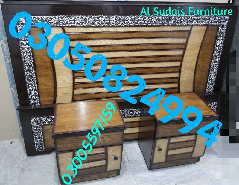 wood double bed single set dressing side table furniture home almari 0