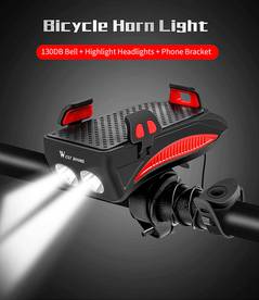 West Biking 4-In-1 400 Lumens Bike Front Light-Bike Horn-Phone Holder