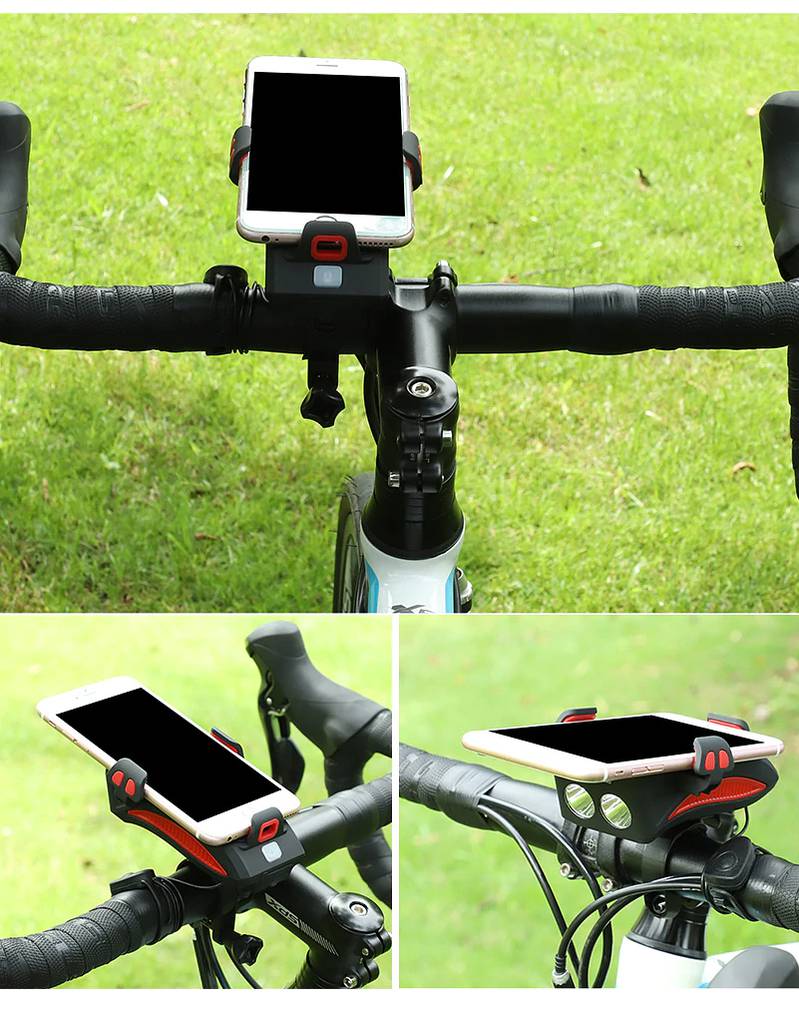 West Biking 4-In-1 400 Lumens Bike Front Light-Bike Horn-Phone Holder 17