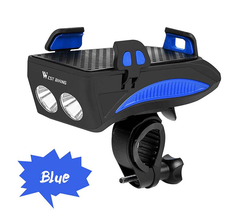 West Biking 4-In-1 400 Lumens Bike Front Light-Bike Horn-Phone Holder 19