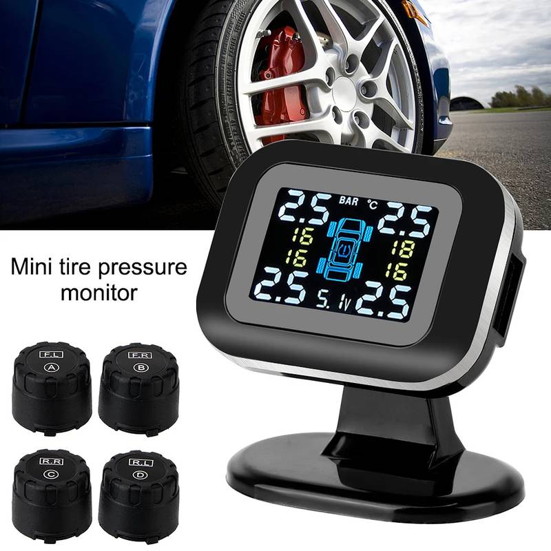 USB TPMS Auto Security Tyre Alarm Systems LCD Display Mini Car T 1