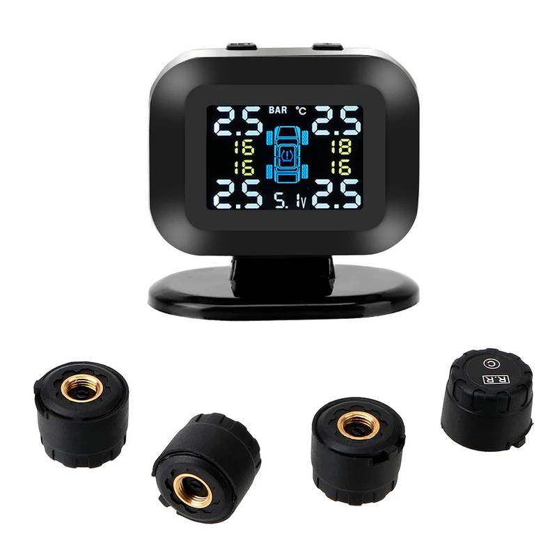 USB TPMS Auto Security Tyre Alarm Systems LCD Display Mini Car T 9