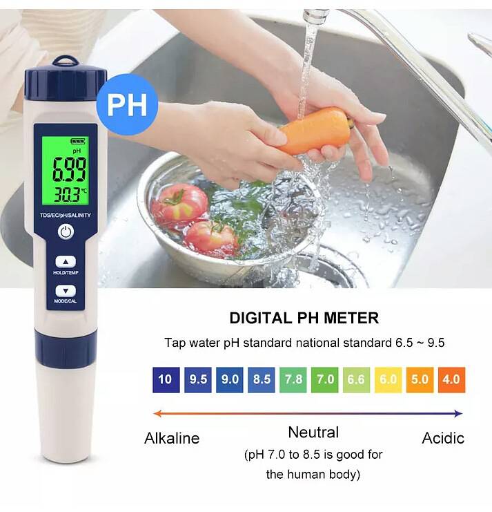 Digital Water Tester Professional Meter 5 in 1 PH/TDS/EC/Salinity/Temp 2