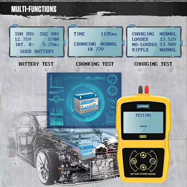 Autool BT360 Car Battery Tester 12V Digital Portable Analyzer Au 6