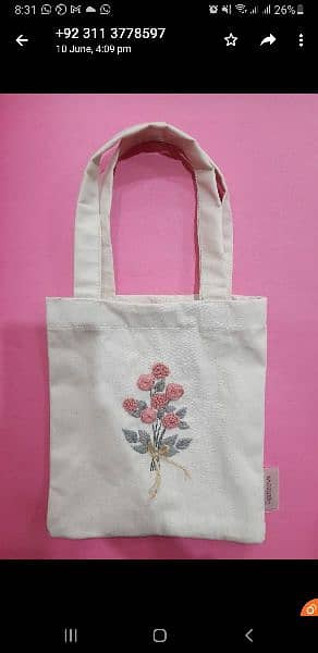 hand embroidered totebag 0
