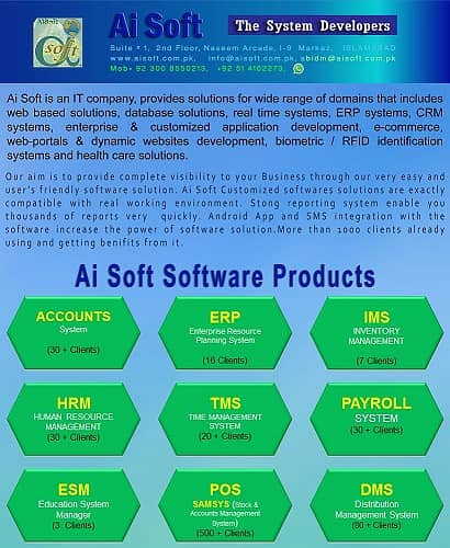 POS, ERP Solutions, HRM, Accounting System & DMS. Software by Ai Soft 5