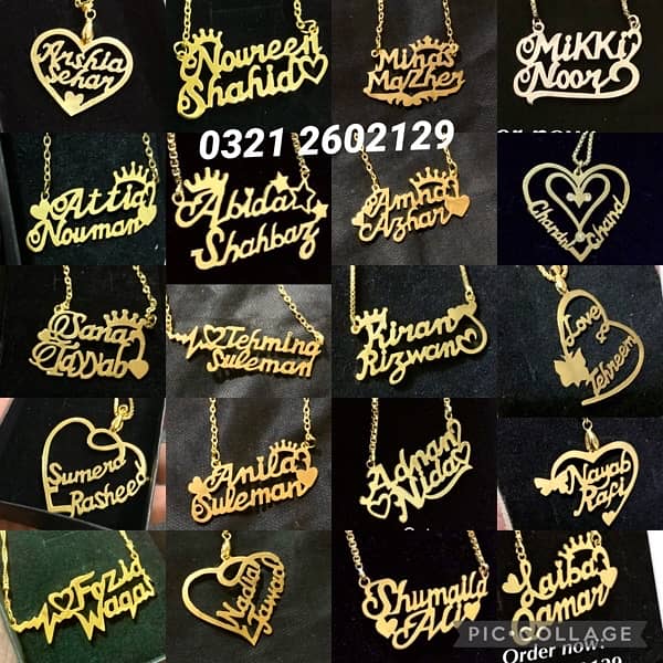 gold plated name pendant necklace locket ring breslate coatpin cufflin 2