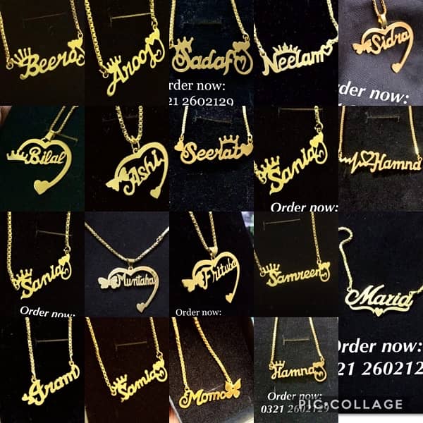 gold plated name pendant necklace locket ring breslate coatpin cufflin 3