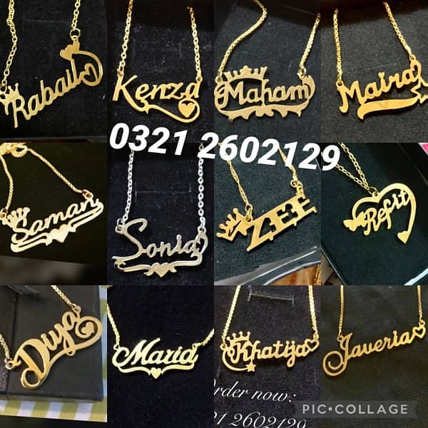 gold plated name pendant necklace locket ring breslate coatpin cufflin 7