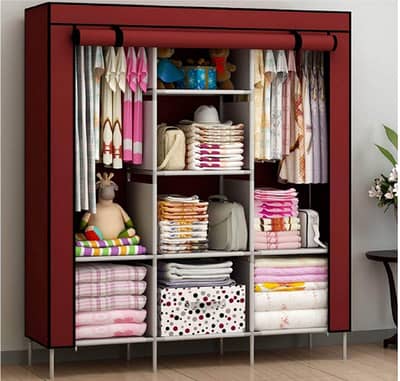 3 DOOR PORTABLE FOLDING WARDROBE CUPBOARD DIY-Multicolor