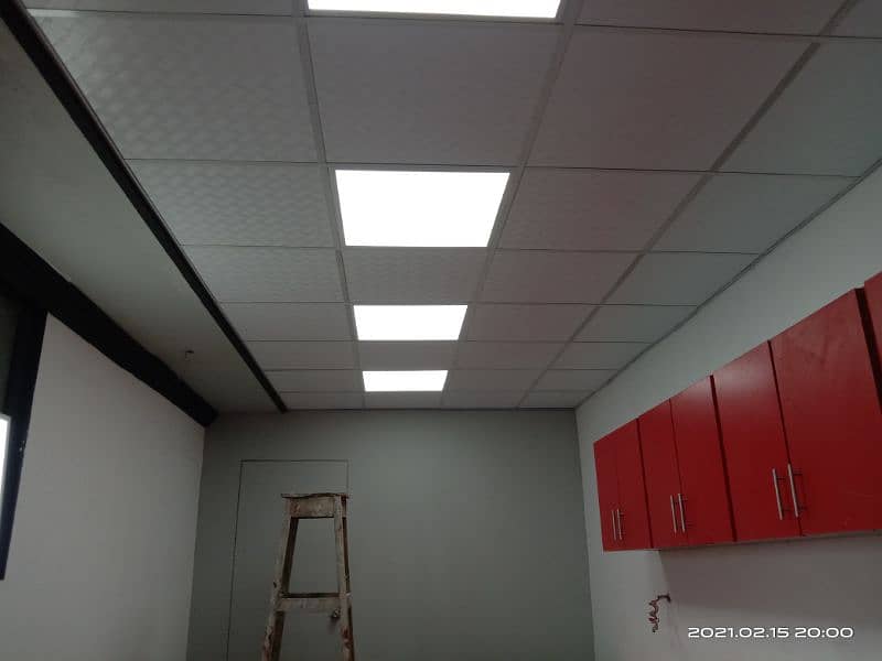 Pvc wall panel / false ceiling 2 x 2 / wooden flooring 14