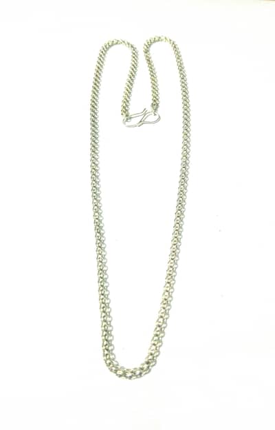 Pure Silver (chandi) Simple Small Chatai Chain For Women (14 inch) 1