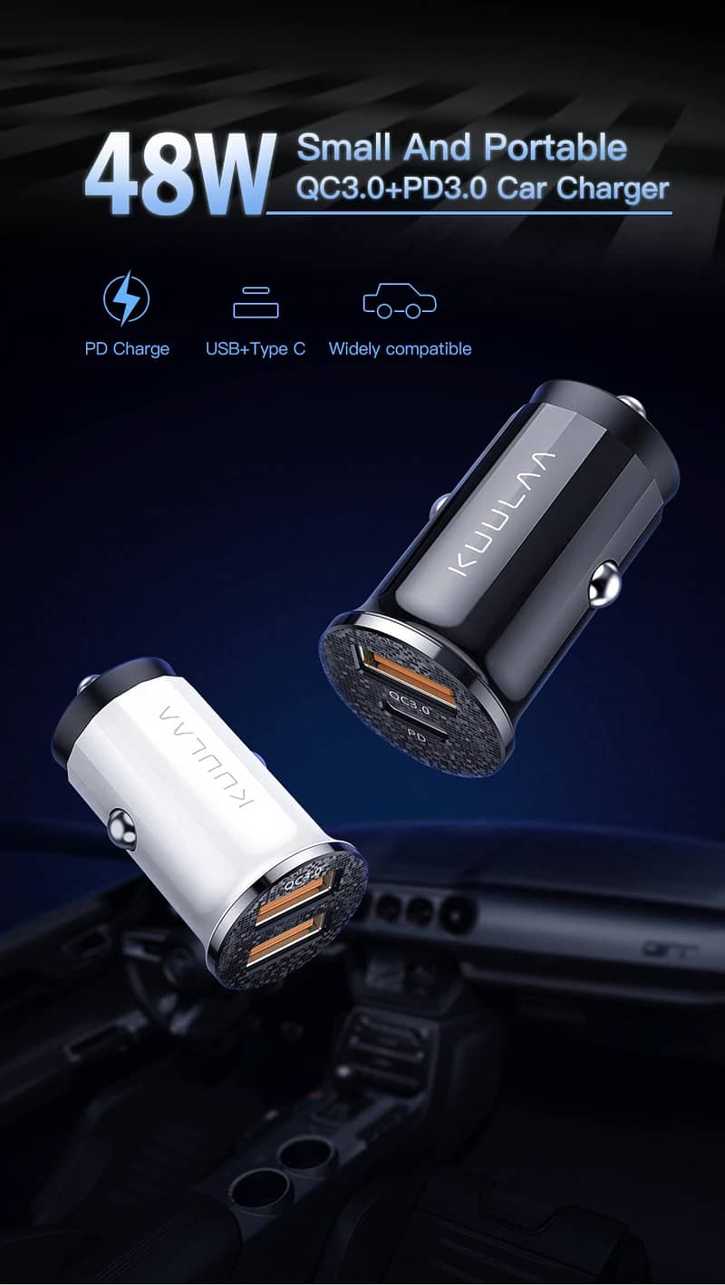 KUULAA 48W 42W Dual Ports PD QC Fast Charging Car Cell Mobile Charger 6