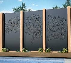 architectural screen panel shade design fence door gate laser rail BIM 10