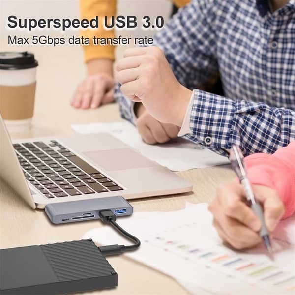 (5-in-1) USB Type-C / 3x USB 3.0 / MicroSD Card Reader / Adapter Hub 5