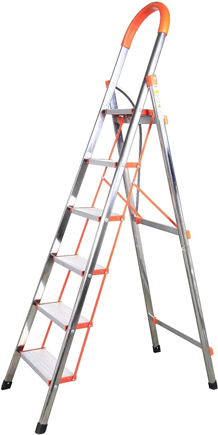 6 step stainless steel household ladder 1