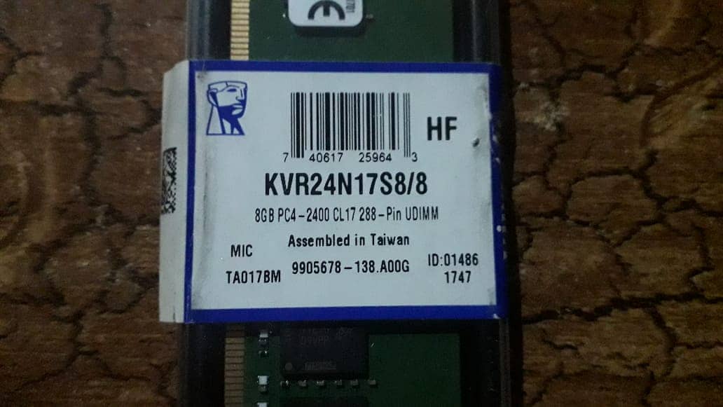8 GB RAM Kingston KVR24N17S8/8 8GB 2400MHz DDR4 Non-ECC 1