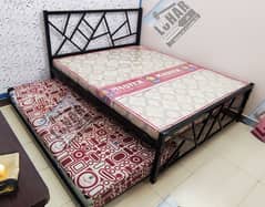 Iron Double Bed with Sliding Trundle& canopy beds